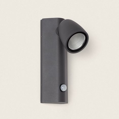 Aplique de Pared Exterior LED 6W Aluminio con Detector de Movimiento Abel Gris Oscuro