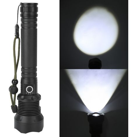XHP70 9000LM LED-Taschenlampe mit 3 Leuchtmodi, USB-Anschluss, starkes Licht für die Jagd, Schwarz (1/5)