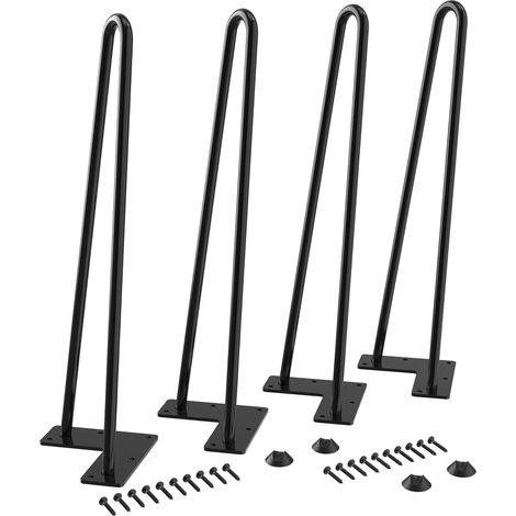 Pieds de table en épingle à cheveux de 45 cm, supportant jusqu'à 204 kg, avec embouts de protection, style moderne milieu du siècle, pour meubles et tables basses.