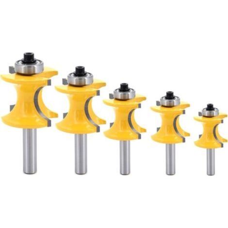 Ahlsen – 8-mm-Rundschaft-Holzfräser-Set (5-teilig) – 6,35 mm bis 19,05 mm Radius – Hartmetall-Fräsköpfe für Hartholz und MDF – Rückschlagsicherung (1/5)