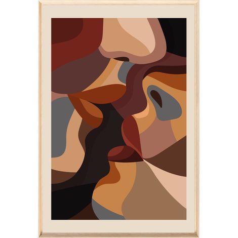 Tableau mural encadré visage abstrait 80x120 cm - Tableau Mural Décoratif - Image Encadrée Imprimée en HD - Impression 80x120 cm sur Fibres de Bois FSC - Finition Mate - Fabriqué en France