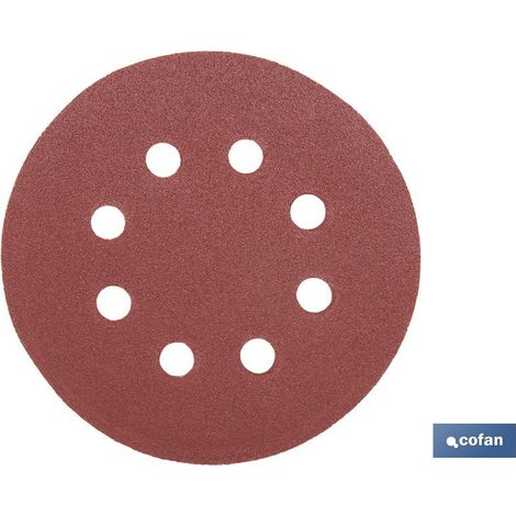 Pack de 5 disques de ponçage pour ponceuse orbitale 8 trous Ø125 mm G 120 (1/4)