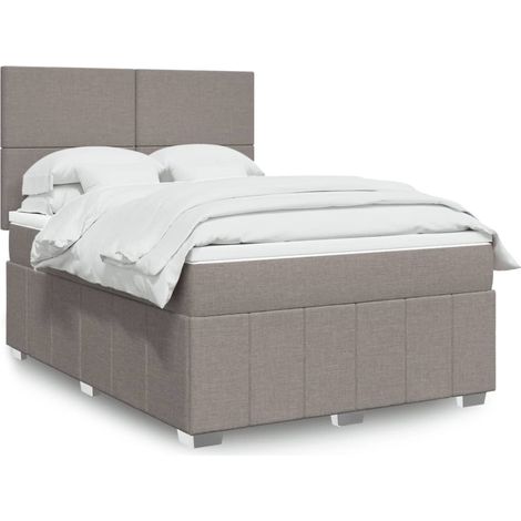 Boxspringbett mit Matratze Taupe 140x190 cm Stoff vidaXL