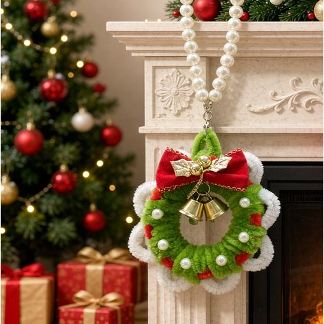 Kit DIY couronne de Noël bord dentelle, pendentif décoratif à réaliser soi‑même (1/4)