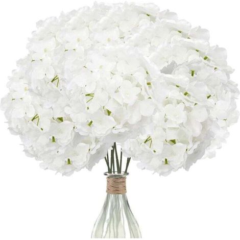 (Pure white) 12 artificial hydrangeas (with stems), silk hydrangea for wedding, office, cafe party decoration, centerpieces.