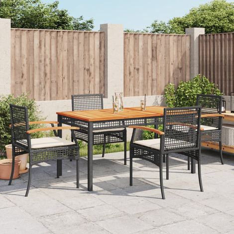 Garden Dining Set  Black  PE Rattan  5 piece set vidaXL (1/5)
