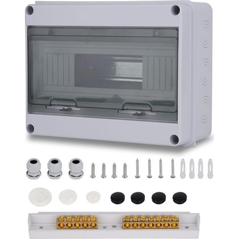 Coffret Electrique, Coffret Electrique Etanche Exterieur IP65, 12 Modules, Avec Terminaux, Rails Intégrés et Accessoires, Pour Une Utilisation à L'extérieur (1/5)