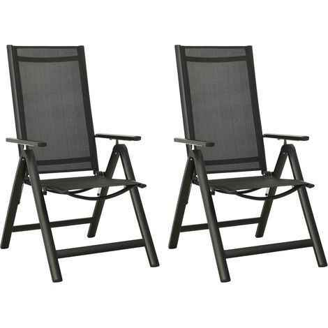 Klappbare Gartenstühle 2 Stk. Textilene und Aluminium Schwarz