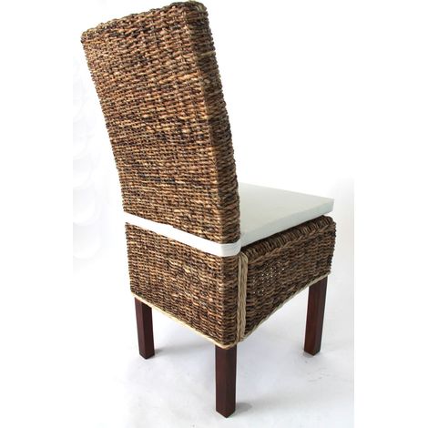 Lot de 2 chaises M69, banane tressée, pieds marrons, avec coussins