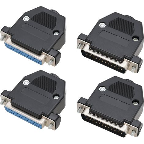 2 Pairs of DB25 Male and Female Head Double Row 25 Pin Black Shell Serial Port Connector 25 Pin Plug Connector (54 X 44 X 16.6 mm) (1/5)