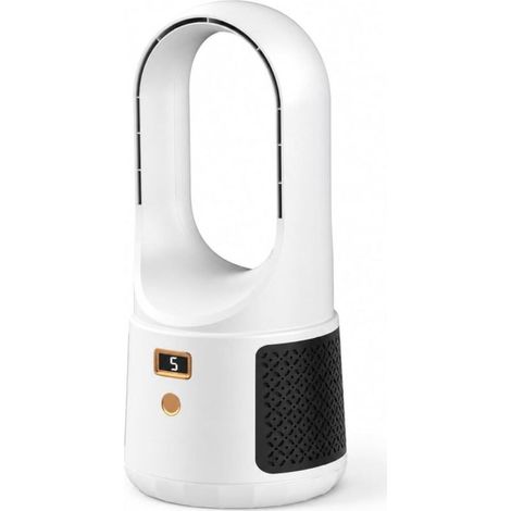 Ventilateur de Bureau sans Pales, Ventilateur Portable Silencieux à 6 Vitesses avec Affichage de la Puissance, pour la Maison, le Bureau et la Chambre à Coucher (WHITE) (1/5)