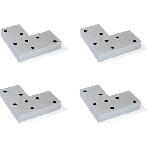 Emuca - Gambe per mobili, piedi per mobile in plastica colore grigio metallizzato, Set di 4 piedini di altezza 12mm (1/4)