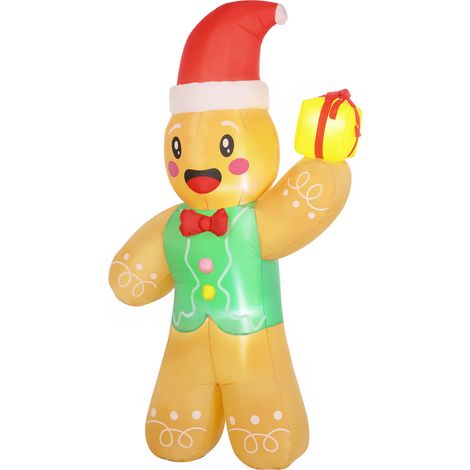 Bonhomme Pain d'Épice Gonflable de Noël 2,5 m avec Lumières LED (1/5)