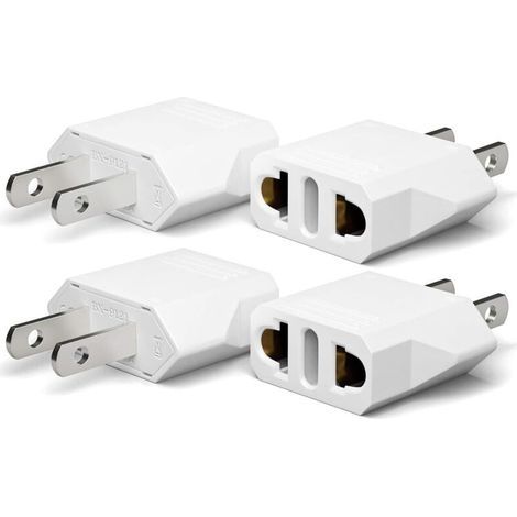 4 Pièces Adaptateur Prise USA de Voyage, France vers US Adapter, Adaptateur USA Prise Allemagne Prise Europe Amérique/Canada/Mexique/Italie/Suisse/Brésil-Blanc (1/5)