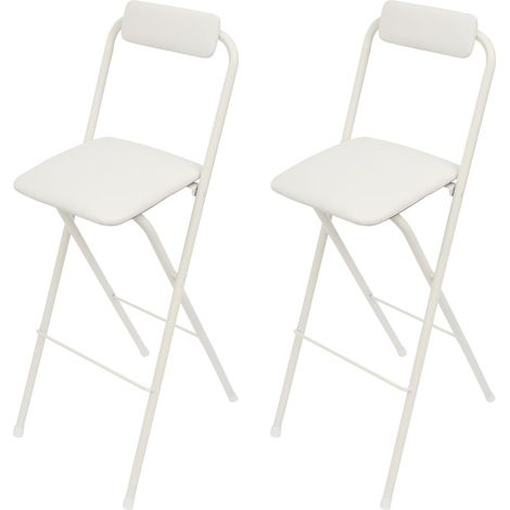 Lot de 2 tabourets de bar portables pliables - Chaise haute pliable avec dossier - Tabouret pliable rembourré - Pour bar, café, camping, capacité de charge : 125 kg