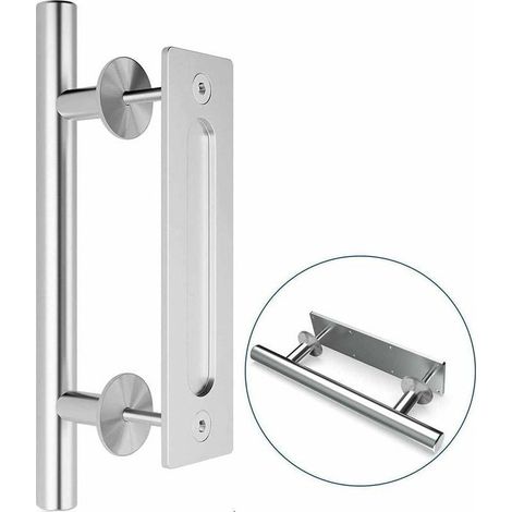 Poignée de porte coulissante double face en acier inoxydable invisible pour porte coulissante en bois 12 Inches (1/4)