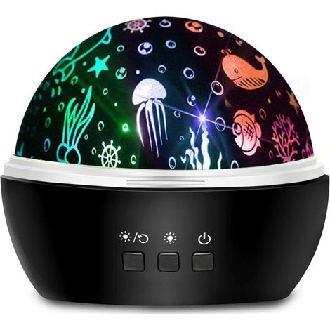ZOLGINAH Veilleuse Bebe, Veilleuse Etoile Projection Rotation Lampe Projecteur Led Enfant et 8 Couleurs Lampe Projection Bébé pour Anniversaire Noël Soirée – Noir
