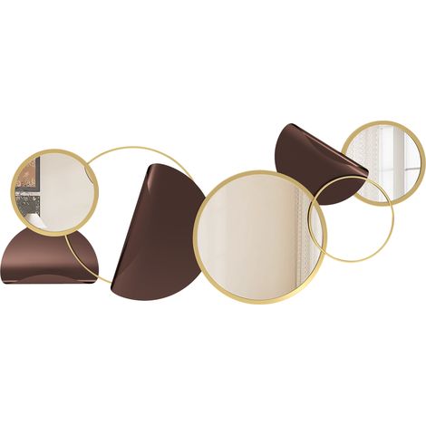 Décoration murale moderne en métal 3D avec miroirs pour salon et entrée, 101 x 41,5 cm, or (1/5)