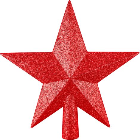 Mini chapeau de sapin de Noël, 4,3 pouces pour petits sapins de Noël, décoration étoile à paillettes incassable (rouge) (1/5)