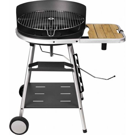 Somagic – Barbecue charbon de bois en fonte 53 cm sur chariot – Soufflerie Turbomagic – Grille rotative réglable en hauteur – Fabrication française