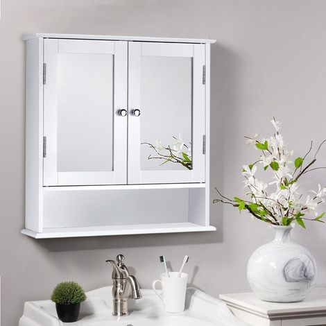 Wall Mounted Bathroom Mirror Cabinet, 2 Doors (1/5)