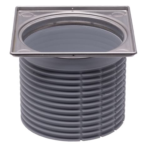 Soporte de rejilla d 110mm/100mm/marco de acero inoxidable V4A 121x121mm, junta tórica. Sistema "Klick-Klack