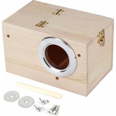 Jeffergarden Maison d'oiseaux en bois 12x12x19.5cm, boîte d'incubation d'animaux domestiques, accessoires de décoration de jardin extérieur (1/5)