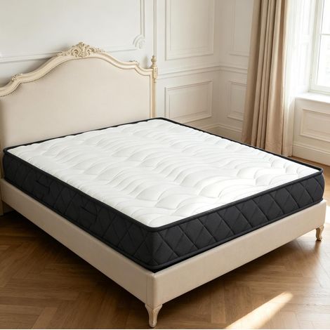 Matelas 140x190 cm avec mousse à mémoire de forme, épaisseur 20 cm, housse tricotée, blanc et gris (1/5)