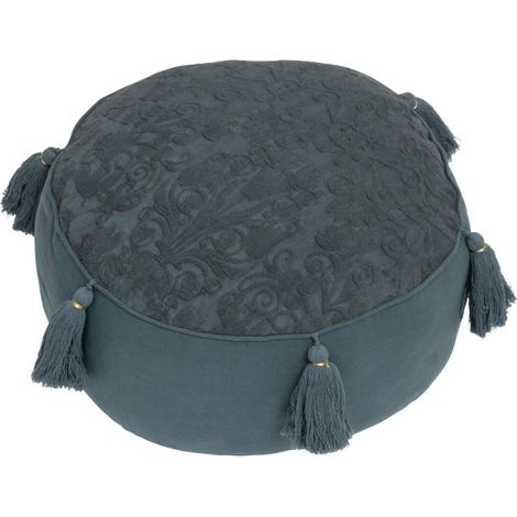 Coussin de Sol Pompons "Little Cottage" 43cm Bleu (1/4)