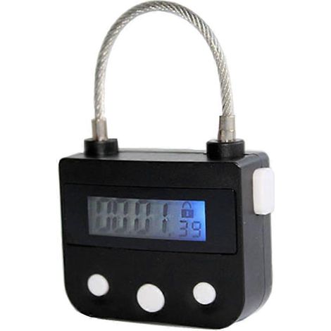 Cadenas multifonction en métal noir avec minuterie, écran LCD et port USB (1/5)