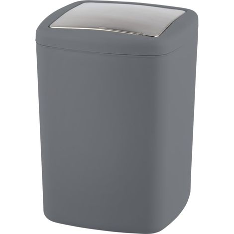 Wenko 23980100 - Pattumiera con coperchio oscillante Barcelona L, capacità: 8,5 l, infrangibile, in TPE, 20,5 x 28,5 x 20,5 cm, colore: Antracite (1/4)