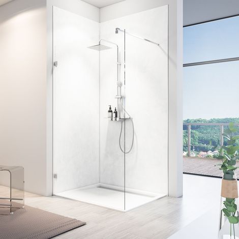 Schulte – Panneau mural de douche marbre 100 x 210 cm – Composite aluminium – Résistant à la chaleur jusqu'à 100°C – Adhésif double face inclus