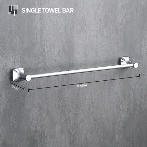 Barre porte-serviettes murale en acier inoxydable (chromée, simple barre) - Étagère de rangement pour salle de bain - Idéale pour la maison, l'hôtel, la cuisine et la salle de bain. (1/5)
