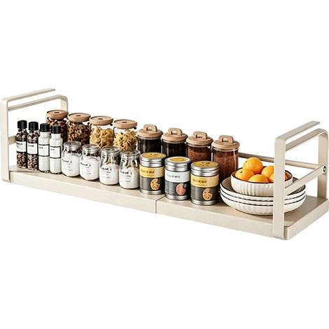 Cesta de almacenamiento colgante, extensible, instalación sin herramientas, color blanco, se extiende de 45 a 63 cm. (1/2)