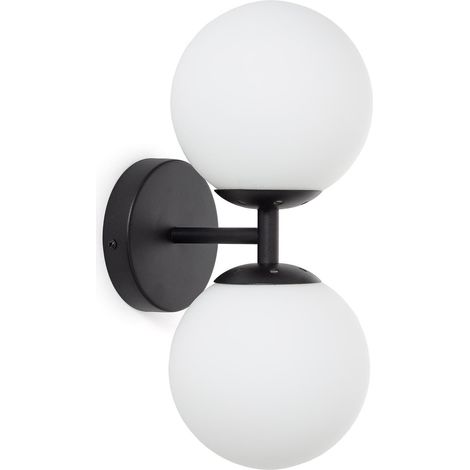 Wandleuchte aus Metall und Glas Balts Duplo Schwarz