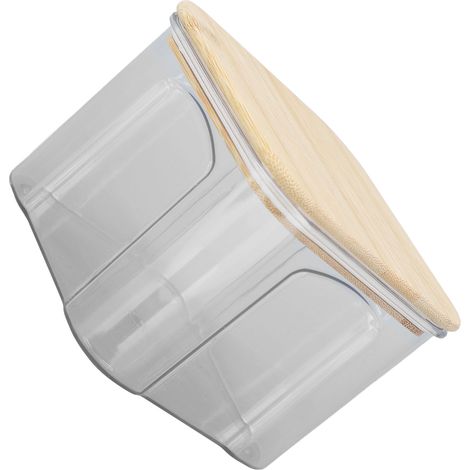 Boîte de conservation hermétique transparente avec couvercle en bambou pour nouilles, farine, céréales, riz, thé, café en grains, 650 ml, 10,7 x 8,2 cm / 4,2 x 3,2 pouces