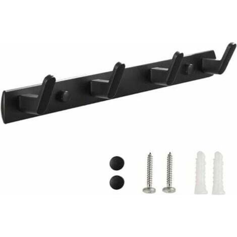 Wandhaken (schwarz), Badezimmer-Wandhaken, Handtuchhaken, Haken mit 4 Haken für Badezimmer, Schlafzimmer, Küche, Eingangsbereich (1/4)