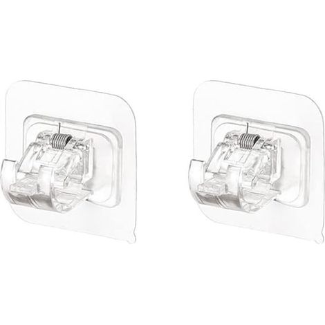 Lot de 2 crochets auto-adhésifs pour tringle à rideaux sans perçage, tringle à rideau à coller, porte-tringle à rideaux, sans perçage, rideaux ou tringles à serviettes, Couleur transparente
