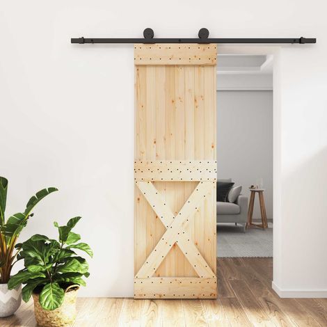 vidaXL Porte coulissante Naturel et noir 70 x 210 cm (1/5)