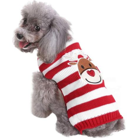 Pull de Noël tricoté pour chien motif élan, chaud, taille XXL – DELKEVIC (1/5)