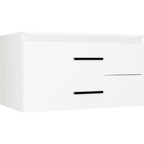 Nel 80 - mobile sottolavabo da bagno - maniglie nere - 2 cassetti - 80x50x45 cm - bianco (1/5)