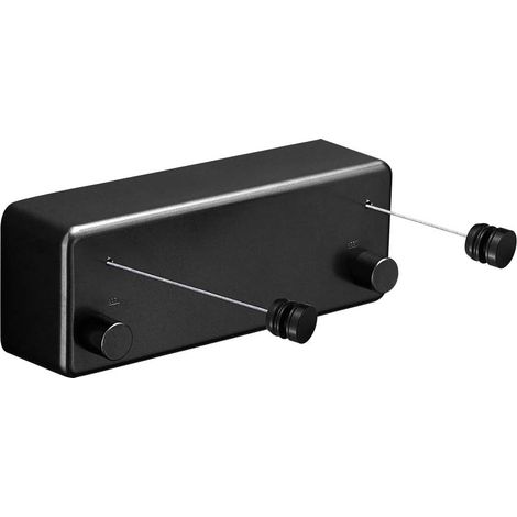 Tendedero retráctil con cuerdas dobles ajustables de acero inoxidable, diseño robusto estilo hotel, apto para montaje en pared, 4,2 metros (13,8 pies) - color negro. (1/5)
