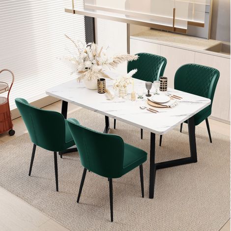 Juego de 4 sillas de comedor de terciopelo verde oscuro, metal, 47 x 43 x 86 cm DESVIAE (1/5)