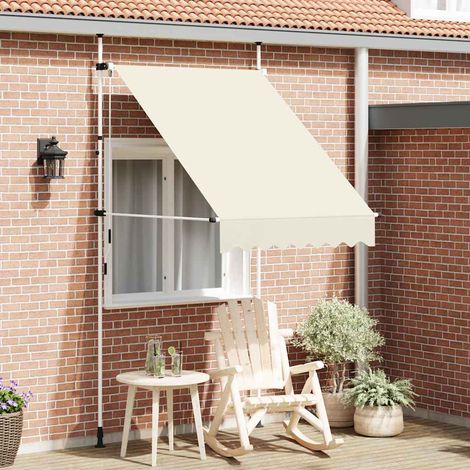 Store banne rétractable, à commande manuelle, 150 cm, blanc crème
