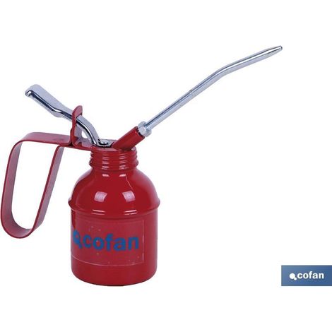 COFAN aceitera metálica 500 ml , Aceiteras con bomba de accionamiento. Contiene pulsador y salida rígida. La aceitera se compone de aplicadores rígidos y boquillas con punta de la