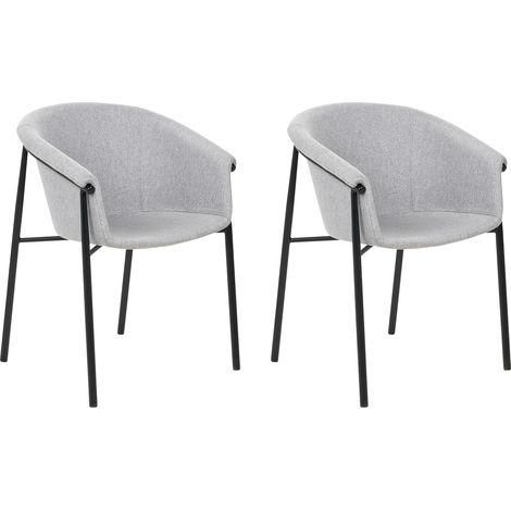 Conjunto de 2 sillas gris claro negro poliéster contemporáneo comedor Ames (1/5)