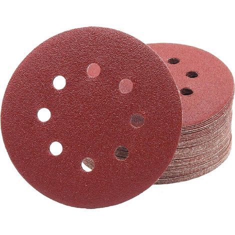 Disques Abrasifs Professionnels │ 50 pièces │ 8 trous │ Ø 125 mm │ grain 80 │ pour ponceuses orbitales aléatoires │ Feuilles Abrasives │ Papier Abrasif(P80) (1/5)