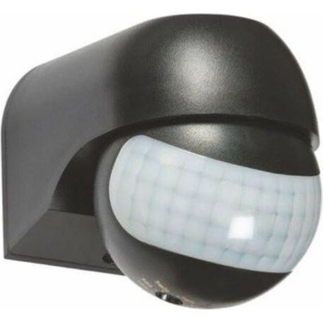 Optonica – Détecteur de mouvement étanche 180° IP54 noir – Capteur infrarouge jusqu'à 12m – Minuterie réglable 10s à 7min – Installation murale ou plafond
