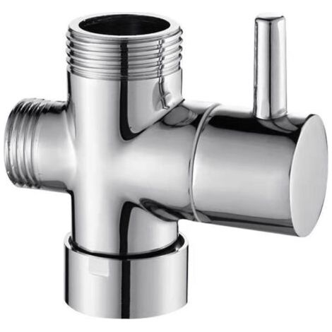 Valve 3 voies en laiton massif G1/2" Douchette Composants de Douche Raccord universels, Chrome DSF007 (1/5)