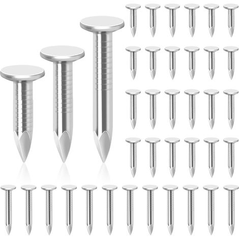 400pcs 3/4 pouces, 1 pouce, 1-1/4 pouces acier toit feutre clous de toiture galvanisé clous à tête plate clous en feutre coulé pour la fixation de toiture de remise (1/5)